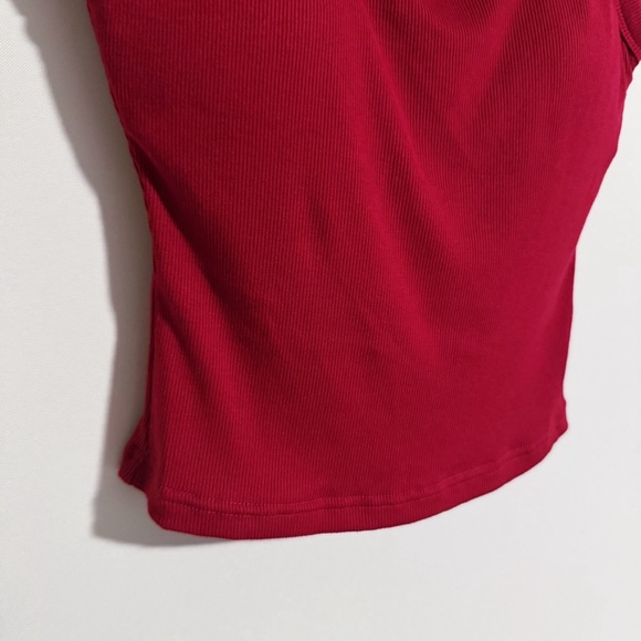 OGL - Red Ribbed Square Neck Tank - Picture 2 of 4